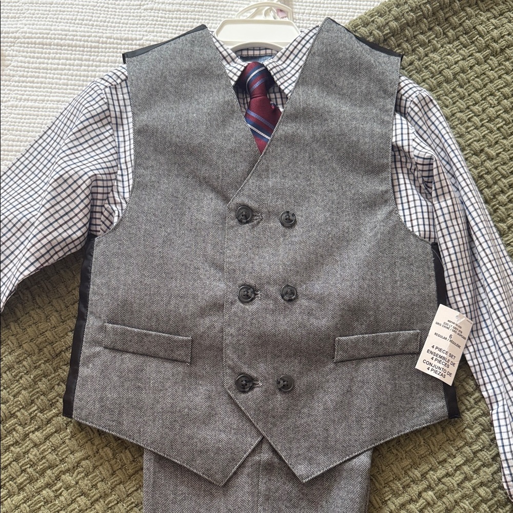 Gray Kids Vest and Shirt Set